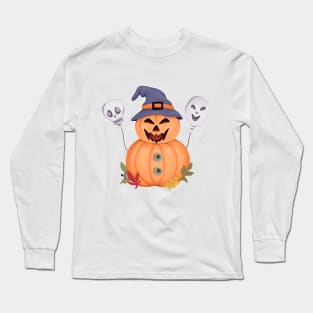 Pumpkin with Halloween balls Long Sleeve T-Shirt